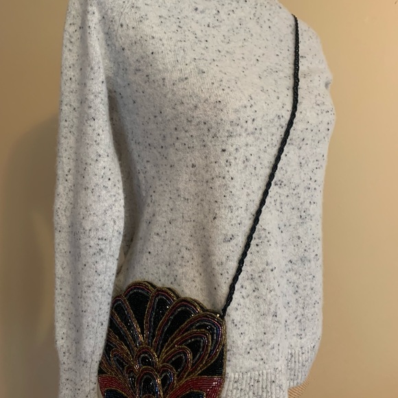 Vintage design black beaded crossbody ladies bag LNWOT +++ - Picture 4 of 9